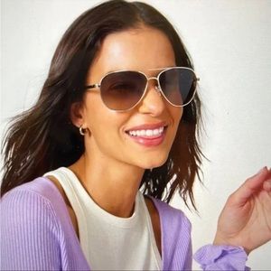 NWT Kate Spade Emmaline Sunglasses Gold Aviator Style